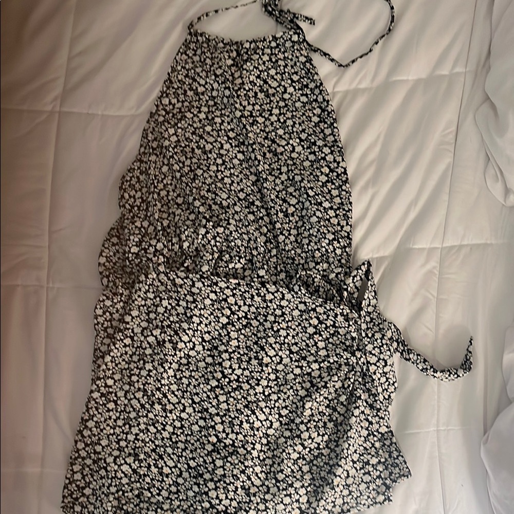 SHEIN Black and White Floral Jumpsuit